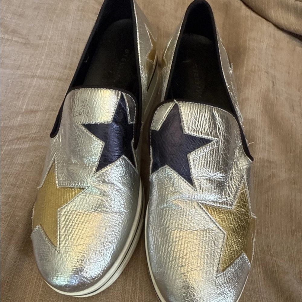 Stella McCartney Metallic Silver Flats